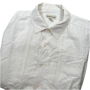 Pronto Uomo Men's Short Sleeve Linen Cotton 2X White‎ Woven Camp Shirt Pocket